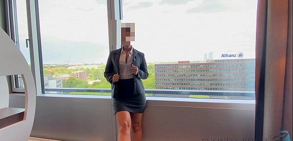  business trip risky hotel window sex - business bitch